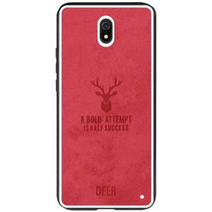 1 x TPU+Textile чохол Deer для Xiaomi Redmi 8a (Червоний)