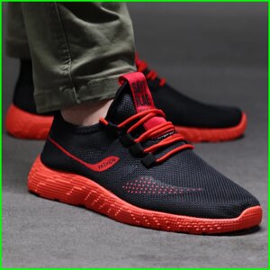 Кросівки Чорні Чоловічі Тканинні Boost Пінка Червоні (розміри: 40)
