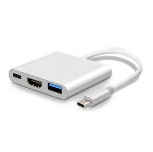 Кабель-перехідник Power Plant для MacBook 12 USB C-Type - HDMI / USB 0.15 м (KD00AS1306)