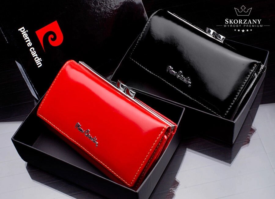 Елітний жіночий гаманець лакований Pierre Cardin Франція в червоному кольорі - вибрати