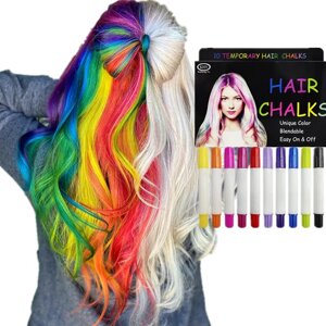 Крейда для волосся в наборі 12 кольорів неонове волосся