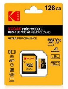 Картка пам'яті 128 Гб KODAK microsd клас 10 з адаптером Memory Card 128 ГБ