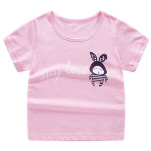 Футболка детская рожева принт "Кролик" розміри: 90,100,110 Код: YXYY0015