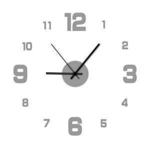 Безкаркасний настінний годинник зроби сам 40 х 40 см Срібло Безшумний годинник