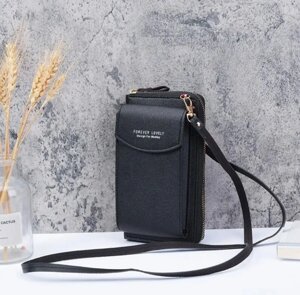 Жіноча сумка — гаманець клатч FOREVER Lovely чорна з відділенням для телефона