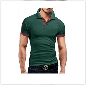 Чоловіча футболка з коміром короткий рукав M-XXL (зелений) T23