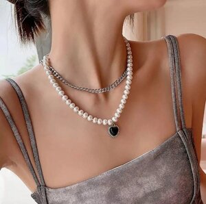 Намисто з сердечком і намистинами