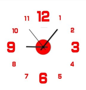 Безкаркасний настінний годинник зроби сам 40 х 40 см Червоний Безшумний годинник