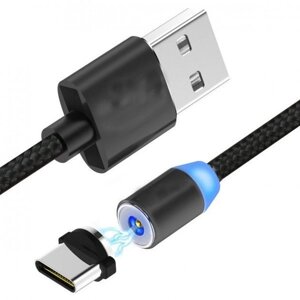 Кабель для зарядки магнітний LED Magnetic USB Type-C чорний 1 m