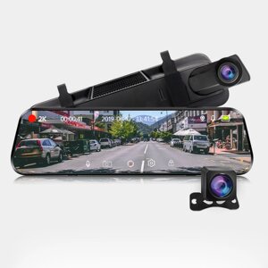 Автомобільний 10-дюймовий відеореєстратор — дзеркало 1080Р сенсорний екран 2 камери