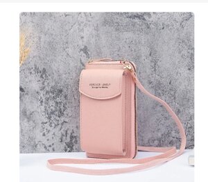 Жіноча сумка — гаманець клатч FOREVER Lovely рожева пудра з відділенням для телефона