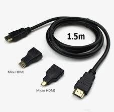 Кабель HDMI 3 в 1 1,5m , micro HDMI , mini HDMI , HDMI-HDMI