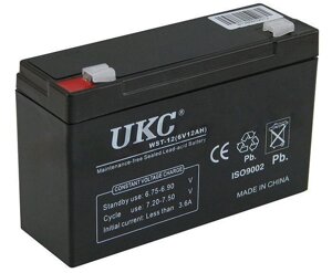 Герметичний акумулятор BATTERY UKC 6V 12A для мото та іншої техніки свинцево кислотна акумуляторна батарея