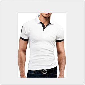 Мужская футболка с воротником короткий рукав M-XXL (белый) T23
