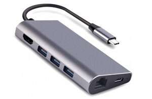 USB-хаб Dynamode USB3.1 TypeC to HDMI + 3хUSB3.0 + Gigabit LAN + USB TypeC Charging + SD / MicroSD до 4K