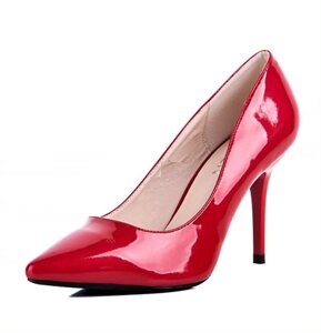 Жіночі Червоні Туфлі на Каблуку Шпильке Лакові Класичні Лодочки (розміри: 36,37,39) — 3-7