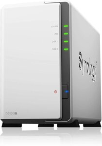 Мережевий сервер зберігання Synology NAS з 2 відсіками DiskStation DS220j (бездисковий), 2 відсіку; 512 МБ DDR4