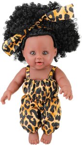 Дитяча лялька афроамериканка с курчавим волоссям 30 см