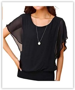 Блузка жіноча шифонова, хіт продажів в США, розмір xs-xxl, чорна