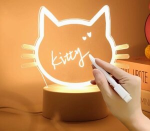 USB-нічник Світильник юсб Лід дошка Кіт із маркером Настільний нічник