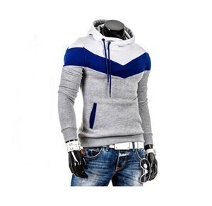Контрастний чоловічий светр з коміром-хомут XL-XХL сірий + білий