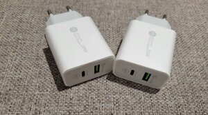 Зарядний пристрій для телефона заряджання Maerknon USB і Type-C Без швидкого заряджання Білий