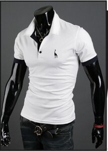 Літня чоловіча футболка з коміром XL (білий) код 56