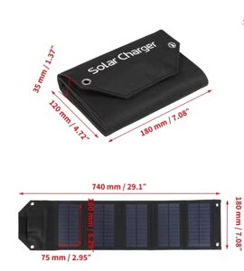 Сонячна панель 5 секцій сонячна батарея для заряджання телефона, повербанка