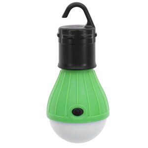 Світлодіодний кемпінг-ліхтар лампа для кемпінгу з карабином 3 режими на батареях ААА зелений