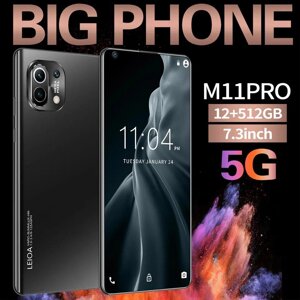 Смартфон M11pro 16+32 Мп 12+512 Гб 6800 Мач 2 сім GPS чорний