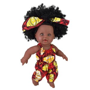 Дитяча лялька афроамериканка з кучерявим волоссям 30 см