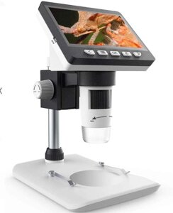 Цифровий ЖК-мікроскоп 600X з екраном 4,3 дюйма і металевим кронштейном, Cainda 3,6 МП HD-екран 720P