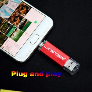 Двустороння флешка для телефону та комп'ютера флешка 64 гб USB + micro USB + переходник Type-C