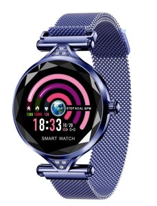 Розумні годинник водонепроникні IP68 модні жіночі годинники з пульсометром СИНІЙ