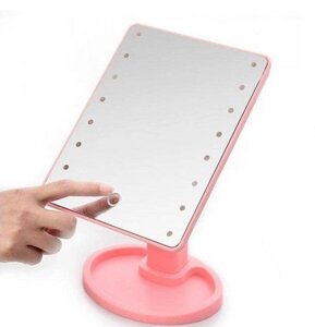 Дзеркало для макіяжу з підсвіткою 16 Led MIRROR Косметичне дзеркало рожеве