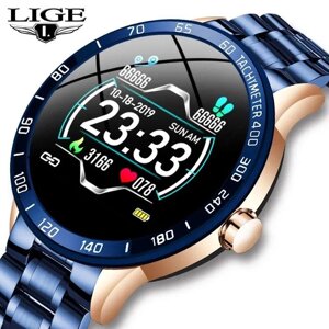 Розумний годинник LIGE зі сталевим ремінцем водонепроникний фітнес-трекер