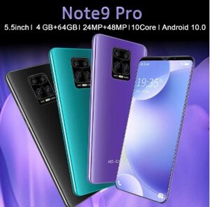 Смартфон Note9 pro на дві SIM-картки 4 ГБ + 64 ГБ екран 5,5 дюйма 24 Мп + 48 Мп 4800 мА·год 4G УЧЕНКА!!