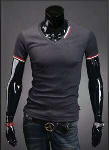 Чоловіча стильна футболка, темно - сіра, сіра M-XXХL код 55