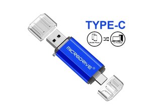Двостороння флешка USB + Type-C Microdrive металева флешка для смартфону 32GB