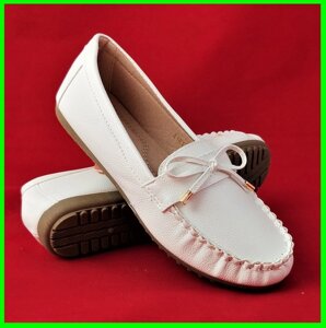 .Жіночі Мокасини Білі Сліпони Шкіряні Туфлі (розміри: 36) - 161