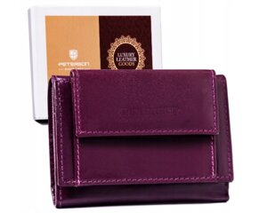 Жіночий гаманець Peterson з натуральної шкіри фіолетовий PTN RD-AL5617-MCL-PU на кнопці горизонтальна ПОЛЬША