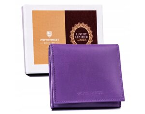 Жіночий шкіряний гаманець Peterson фіолетовий PTN RD-AN01-MCL-4666 горизонтальний на кнопці виробництво Польща
