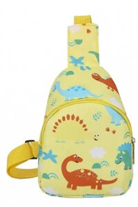 Сумочка для хлопчика жовта динозавр Дитяча нагрудна сумка для хлопчика