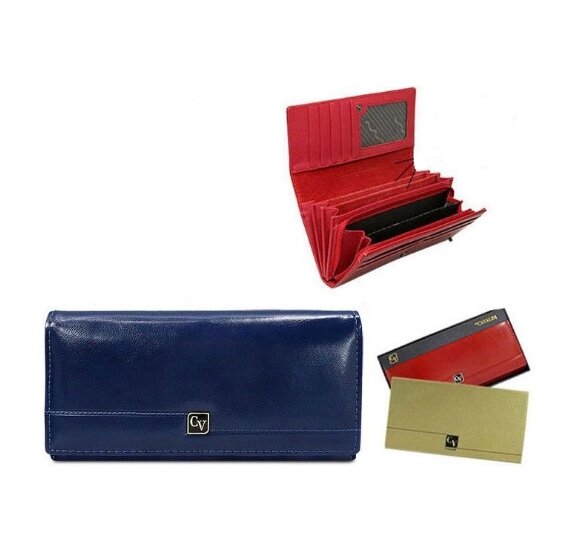 Елегантний жіночий гаманець CAVALDI натуральна шкіра (синій) - доставка