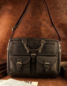 Чоловіча шкіряна сумка-портфель коричневого кольору Always Wild