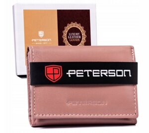 Жіночий шкіряний гаманець Peterson рожевий PTN RD-200-GCL WOODR виробництво Польща