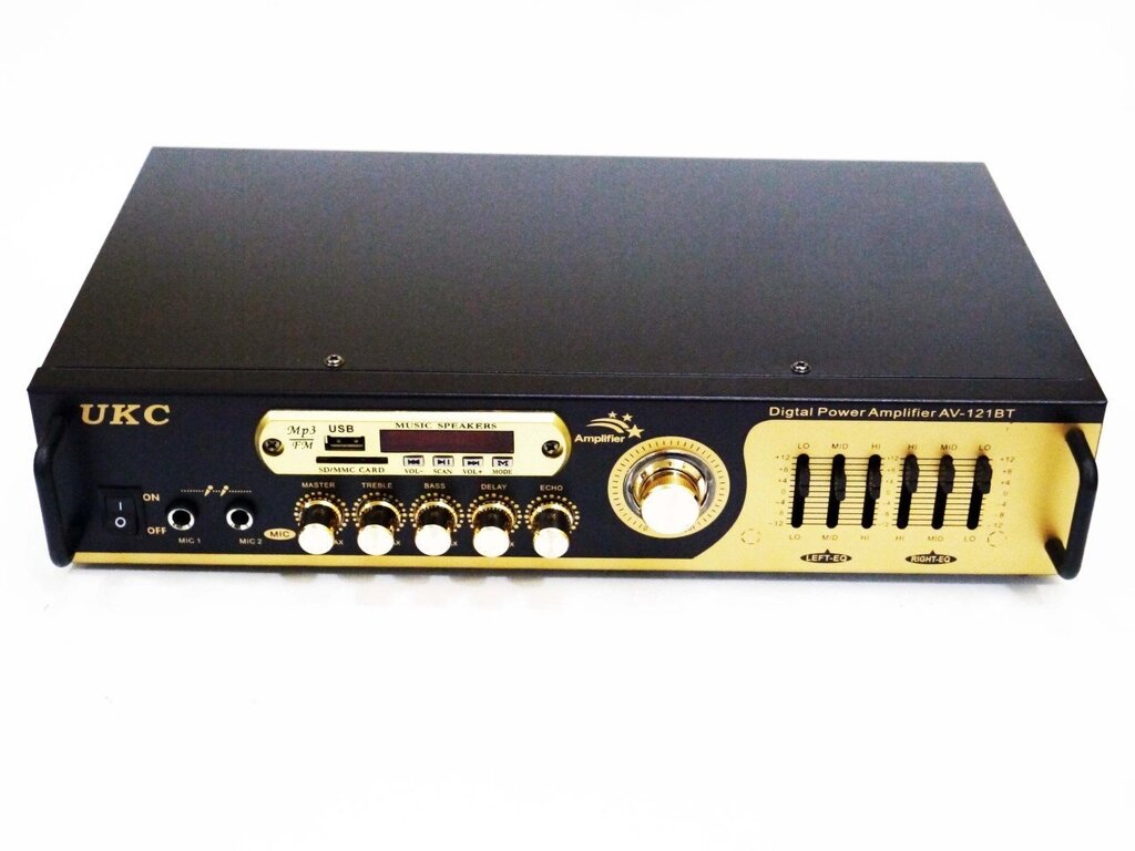 Підсилювач звуку UKC AV-121BT USB + КАРАОКЕ 2мікрофона від компанії Магазин "Astoria-gold" - фото 1