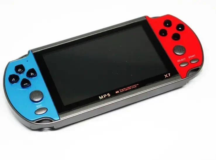 Портативна ігрова 16-bit приставка PSP X7 MP5 з вбудованими 300 іграми екран 4,3 дюйма червоно-синя від компанії Магазин "Astoria-gold" - фото 1