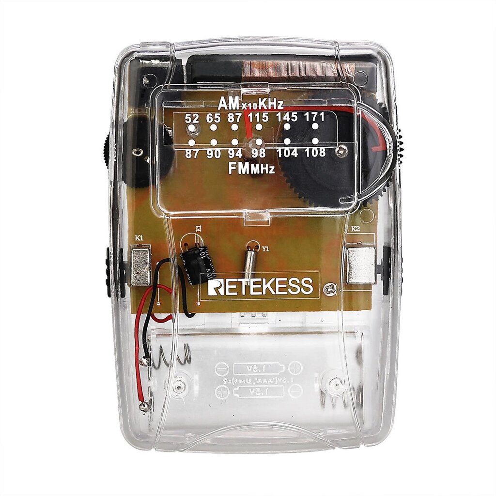 Портативний прозорий дводіапазонний радіоприймач RETEKESS TR624 FM+AM з навушниками від компанії Магазин "Astoria-gold" - фото 1