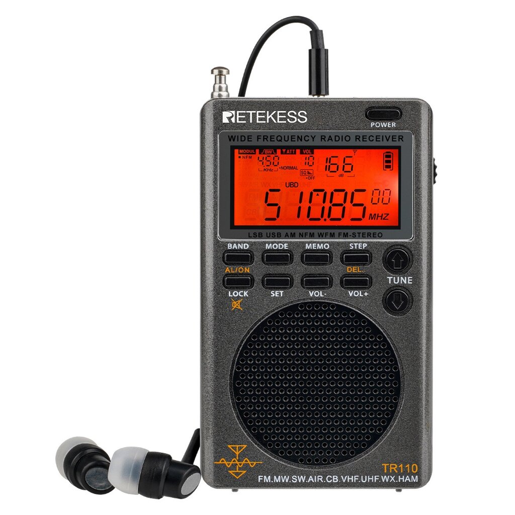 Портативний радіоприймач RETEKESS TR110 UHF VHF частота повнодіапазонний цифровий від компанії Магазин "Astoria-gold" - фото 1